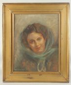 W.F. Briggs (20th Century) 'Sadie', a head study of a female figure, exhibited at the Yorkshire