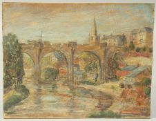 Early 20th Century, 'Knaresborough, on the Nidd', oil on board, signed with initials, 7