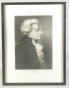 Rumpf, an engraving of Mozart, numbered 2, certificate verso, 20.5