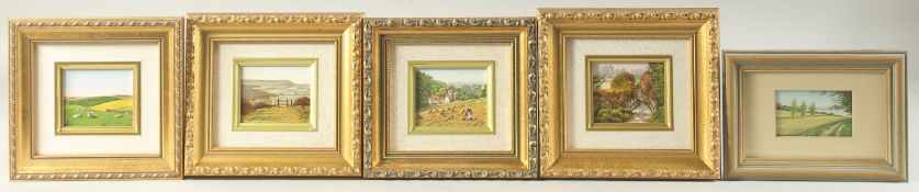 Doreen Medhurst (20th Century) a set of four miniature landscapes, oil, each 2.25