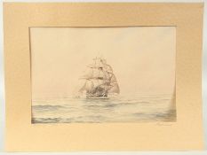 Mariner, late 20th Century, a historical scene of HMS Victory at full sail, signed, 10