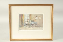 Peter Toms (b. 1940) British, 'The Window Seat', watercolour, signed, 4.75