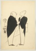 Edward Sylvester Hynes (1897-1982) Irish, Two gentlemen standing wearing tails next to a shop
