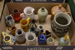 A group of small studio pottery items to include jugs etc.