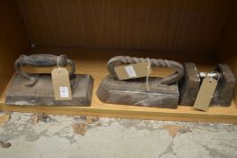 A Burroughes and Watts cast iron billiard table iron another cast iron, iron and a cast iron 14lb