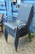 A set of six aluminium and nylon webbing garden chairs.