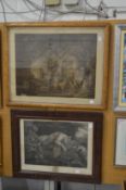 Evening or The Sportsman Return and Lions at Play, two early engravings.
