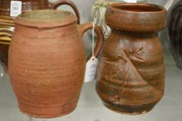 Warren MacKenzie (American) A Leach Pottery vase, brown glazed with impressed decoration together