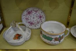 A Meissen scallop edged dish and two other items.