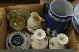 A pair of Royal Copenhagen candlesticks and other collectable china.