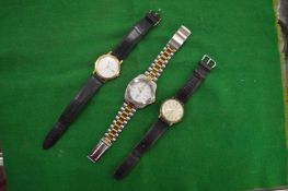 Three gentleman's wrist watches.