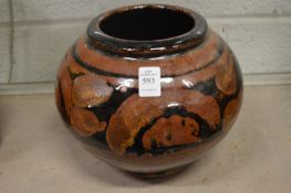 A studio pottery globular shaped vase.