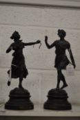 A pair of French spelter figures.