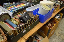 Various books, binoculars, camera equipment etc.