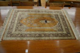 A small Persian silk prayer rug 92cm x 61cm.