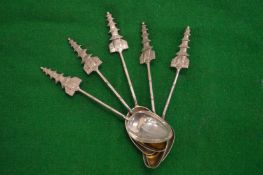 A set of five coffee spoons.