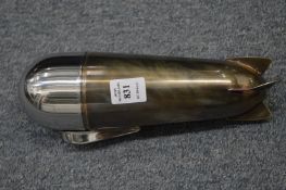 A Zeppelin shaped cocktail shaker.