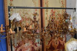 Four decorative chandeliers.