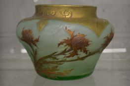 An Art Nouveau glass vase with enamel decoration (faults).
