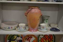 A lustre decorated Crown Ducal vase and other 20th century collectable china.