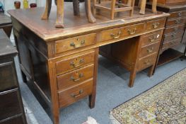 Mahogany pedestal desk.