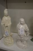 Blanc de Chine figure of Buddha and Guanyin.