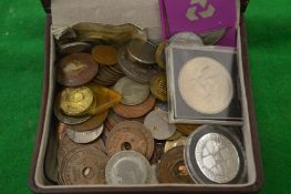 A box of various coins.