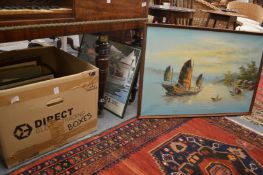 Various paintings and prints.