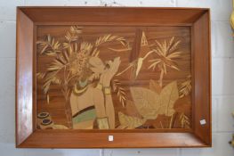 A good large rectangular marquetry wood picture.
