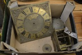 A thirty hour longcase clock movement, the brass dial signed John Tilbery, Headly.