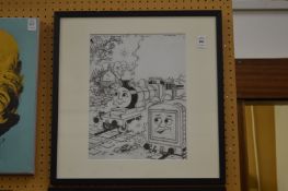 Tim Marwood, original artwork for Thomas the Tank Engine, framed and glazed.