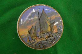 A Pomade pot and lid, Hauling the Trawl.