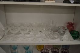 Champagne glasses and other decorative glassware.