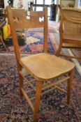 A set of five beech and elm Chapel chairs.