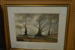 Georgina Ling, Trees in New Forest, watercolour.
