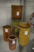 A large Robin Welch studio pottery vase and three other items.