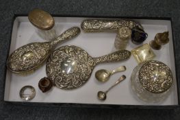 Silver backed dressing table items etc.