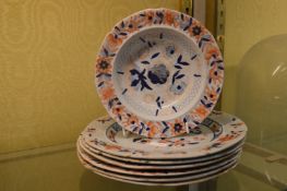 Imari decorated ironstone plates.