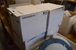 Four Ikea glass ceiling shades.