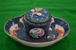 A Dresden porcelain ink stand.