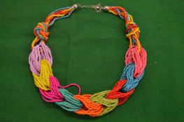 Colourful bead necklace.