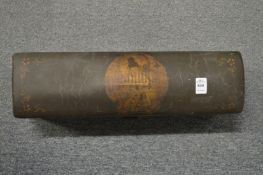 A Chinese pillow form box with hinged cover.