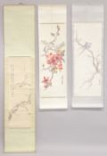 THREE CHINESE HANGING SCROLL PICTURES, (3).