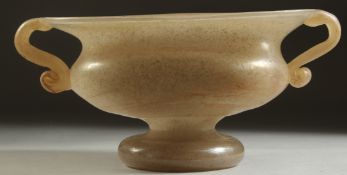 19TH CENTURY ROMAN STYLE TWIN HANDLE GLASS BOWL.