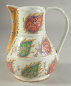 A TURKISH KUTAHYA GLAZED POTTERY JUG, 20cm high.