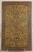 A 19TH CENTURY MUGHAL LACQUERED WOOD PANEL / BINDING, with hand-painted raised floral decoration