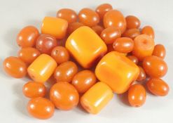 A COLLECTION OF VARIOUS AMBER BEADS, (qty).