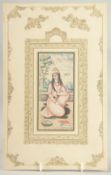 A 19TH CENTURY PERSIAN QAJAR PAINITNG OF DERVISH NOOR ALI SHAH, inscribed, unframed, 31cm x 19cm.