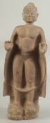 A FINELY CARVED GREY SCHIST STONE FIGURE OF A BUDDHA, possibly Ghandara or Indian, 35.5cm high.