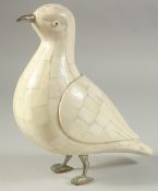 AN INDIAN BONE PANELLED LIFE-SIZE MODEL OF A BIRD, 19cm long.